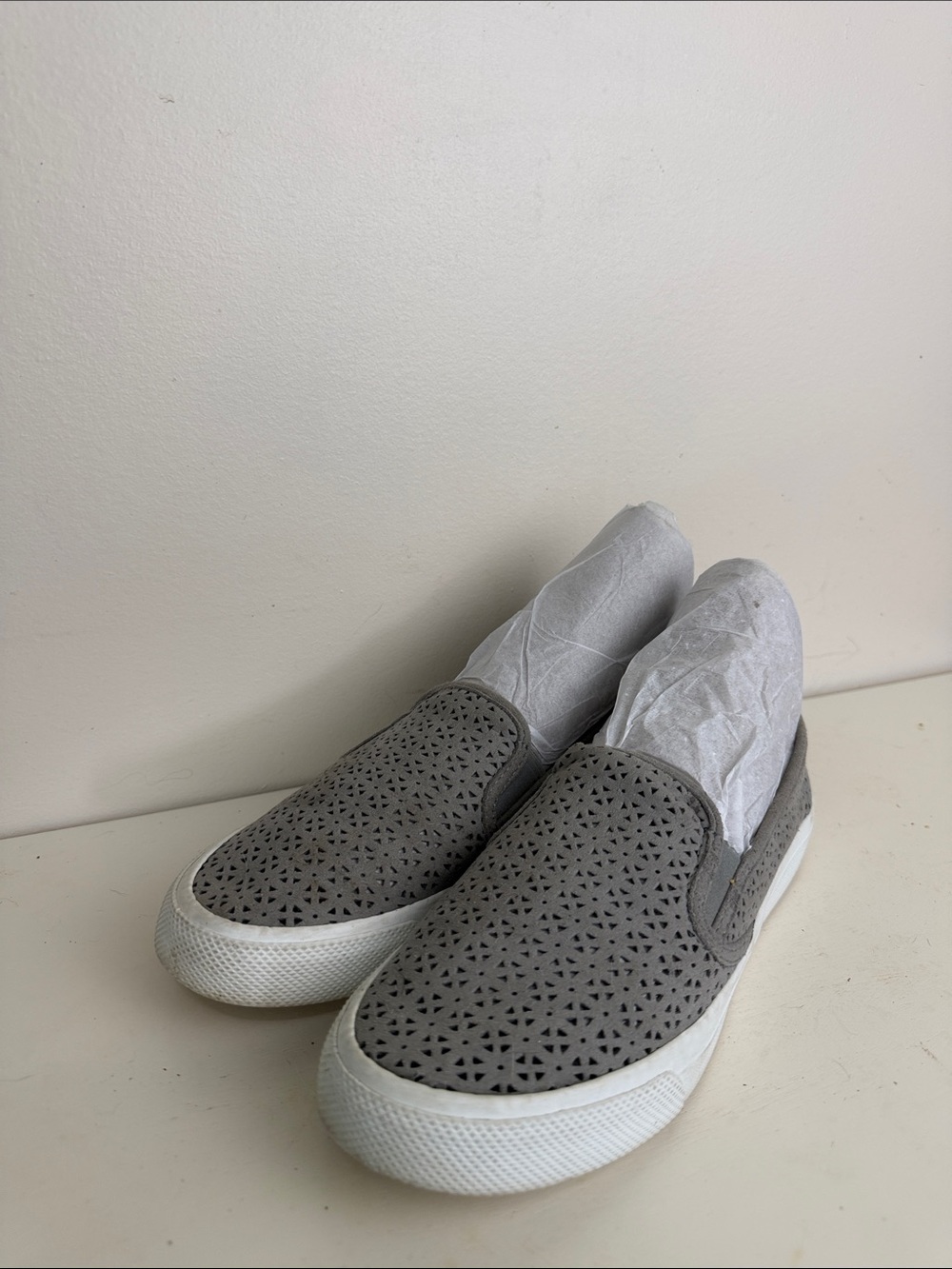 Sperry Gray Laser-Cut Slip-On Sneakers